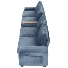 Modern 4-Seater Corduroy Sofa Couch with USB Ports, Hidden Storage,