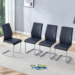 Modern Black Dining Chair Set with High Back PU Upholstery and Sturdy