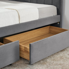 Full Size Upholstered Tufted Bed Frame with Two Drawers, Sofa Bed