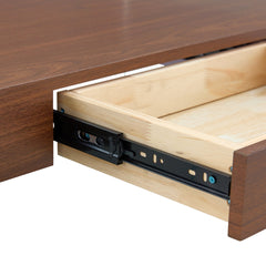Modern Two-Tier Coffee Table with Drawer - Clear Tempered Glass &