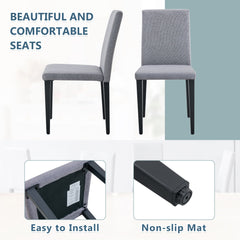 Exquisite Light Gray Linen-Cotton Dining Chairs Set of 4, Simple and