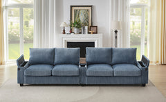 Modern 4-Seater Corduroy Sofa Couch with USB Ports, Hidden Storage,