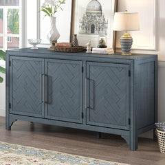 Modern Rustic Wood Buffet Sideboard with Metal Handles, 3 Doors Coffee