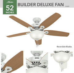 Fan Company 53089 Builder Deluxe Indoor Ceiling Fan with LED Light and