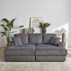 84Inch Corduroy 3-seater sofa With 3 back pillows ,2 toss pillows , a