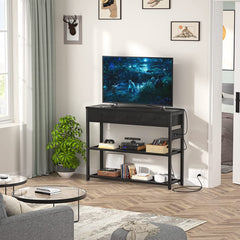 Black Console Table with Outlets and USB Ports