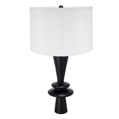 D15x26.7' Black Aluminum Table Lamp with Two Varying Round Accents and