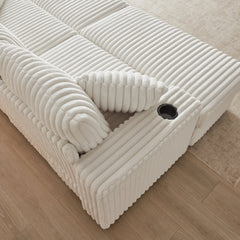 84Inch Corduroy 3-seater sofa With 3 back pillows ,2 toss pillows , a