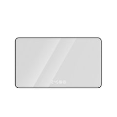 48x32 Black frame with rounded corners vanity mirror, temperature