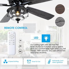 Outdoor Ceiling Fans with Light and Remote - 52 Inch Waterproof Wet