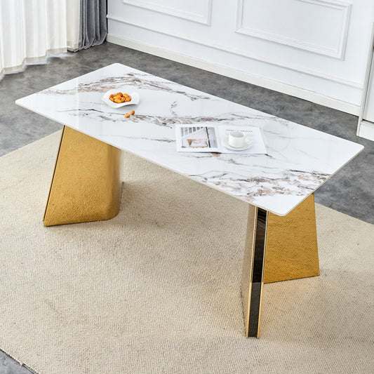 The luxurious cold jade dining table , paired with electroplated