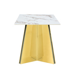 The luxurious cold jade dining table , paired with electroplated