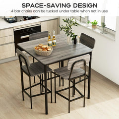 5-Piece Dining Table Set W/Counter Height Table & 4 Bar Stools, Modern