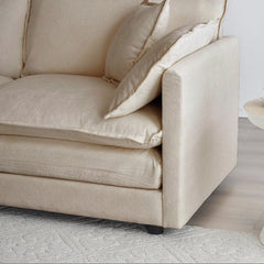 Mid-Century Modern Couch 3-Seater Sofa With 2 Armrest Pillows And 3