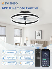 Ceiling Fans with Lights and Remote, 19.7'' Low Profile Ceiling Fans,
