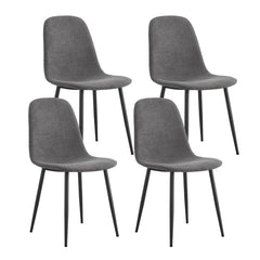 Modern Linen-Cotton Dining Chair Set - Six Pieces in Dark Gray with