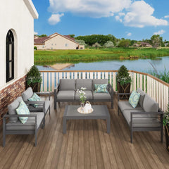 Aluminum Patio Furniture Set,7 Seats Modern Outdoor Conversation Set