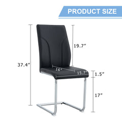 Modern Black PU High Back Dining Chair Set with Sturdy Legs for
