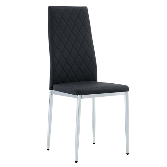 Modern Grid Armless High Backrest Dining Chair Set with Electroplated