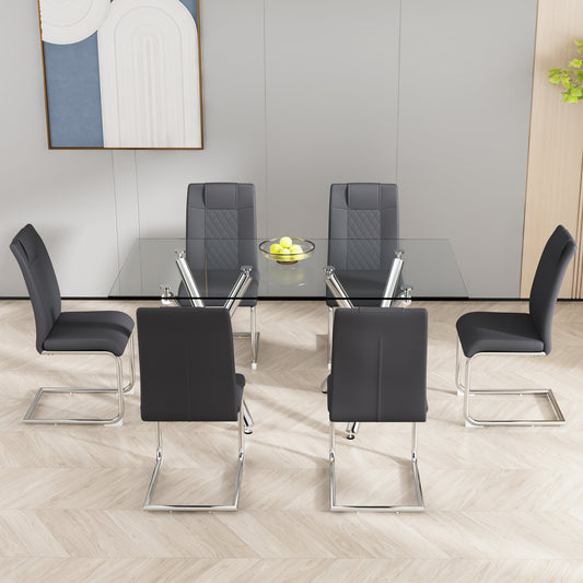 Modern Dining Chairs with Faux Leather Padded Seat Dining Living Room