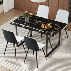 Table and chair set.Modern Black Marble Pattern MDF Dining Table Set -