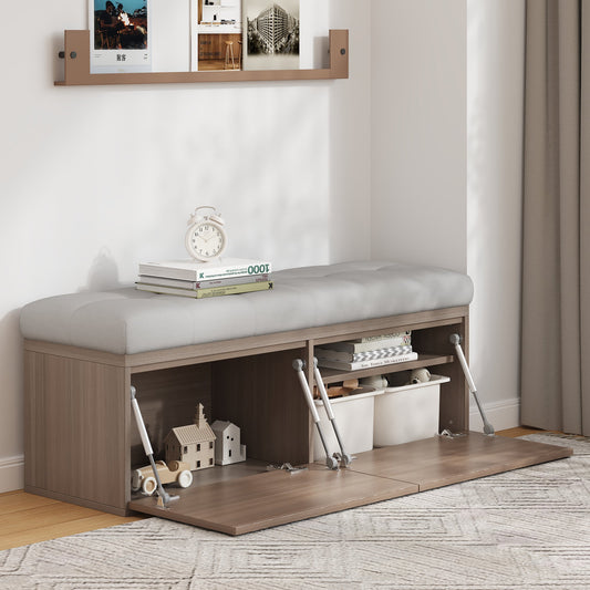 49" Storage Bench Storage Cabinet Storage Ottoman with Adjustable