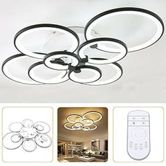 Modern LED Ceiling Light Fixture with Remote Control, Clear Acrylic Shade, Semi Flush Mount Ceiling Light Chandelier 8 Head