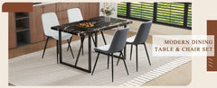 Table and chair set.Modern Black Marble Pattern MDF Dining Table