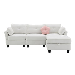 92*63"Modern Teddy Velvet Sectional Sofa,Charging Ports on Each