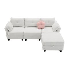 92*63"Modern Teddy Velvet Sectional Sofa,Charging Ports on Each