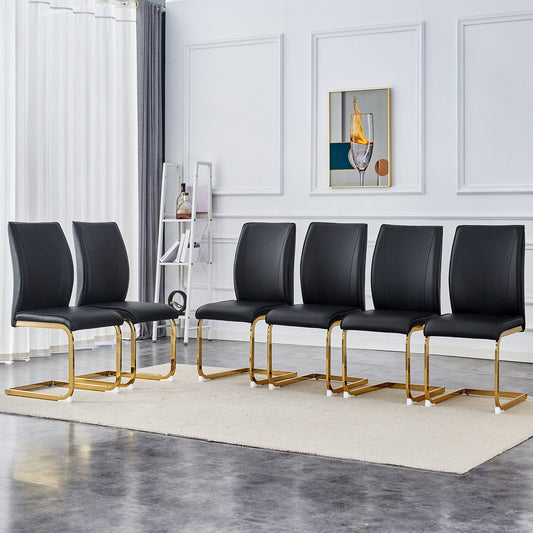 Luxury Simple Arch Chair Set of 6 - High Resilience Dining Chair Black