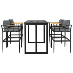 Iron Outdoor Dining Set with Acacia Wood Armrest Suitable For Patio,