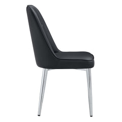 Modern Dining Chairs Set of 4 with PU Leather Backrest and Silver