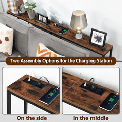 Industrial Console Table with Power and USB