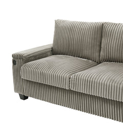 Modern 4-Seater Corduroy Sofa Couch with USB Ports, Hidden Storage