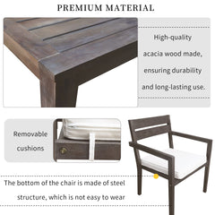 Acacia Wood Outdoor Dining Table And Chairs Suitable For Patio,