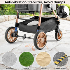 2in1 Dog Buggy Stroller Dog Box Can Be Attached in Car, Transport Foldable Cat Pet Stroller, 360° High Wheels, Max. load 25 kg