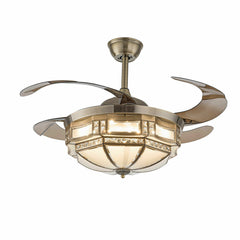 Tiffany 42" Ceiling Fan Light Retro Chandelier Remote Control Retractable Blades