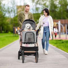2in1 Dog Buggy Stroller Dog Box Can Be Attached in Car, Transport Foldable Cat Pet Stroller, 360° High Wheels, Max. load 25 kg