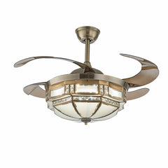 Tiffany 42" Ceiling Fan Light Retro Chandelier Remote Control Retractable Blades