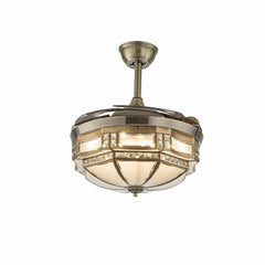 Tiffany 42" Ceiling Fan Light Retro Chandelier Remote Control Retractable Blades