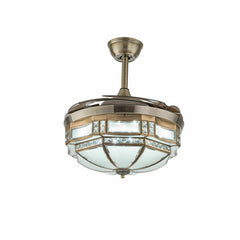 Tiffany 42" Ceiling Fan Light Retro Chandelier Remote Control Retractable Blades