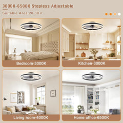 Low Profile Ceiling Fans with Lights and Remote, 23.6In Flush Mount