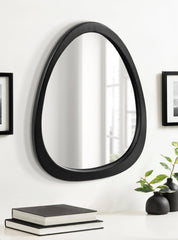 Mckinder Mid-Century Asymmetrical Wood Wall Mirror, 24 X 28, Black,