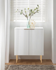 Fluted White Storage Cabinet Set of 2, Wood Sideboard Buffet Cabinet