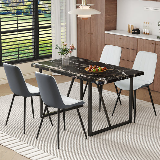 Table and chair set.Modern Black Marble Pattern MDF Dining Table