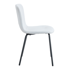 Luxury Minimalist Dining Chairs Set of 4 with Black Metal Legs, White