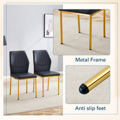 Luxury Simple Chair Set of 4 Black PU High Resilience Dining Chair