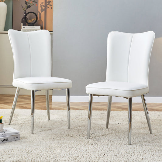 Modern Minimalist Dining Chairs Office Chairs Set with White PU Seats