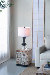 D15x26.7' Black Aluminum Table Lamp with Two Varying Disc Accents and